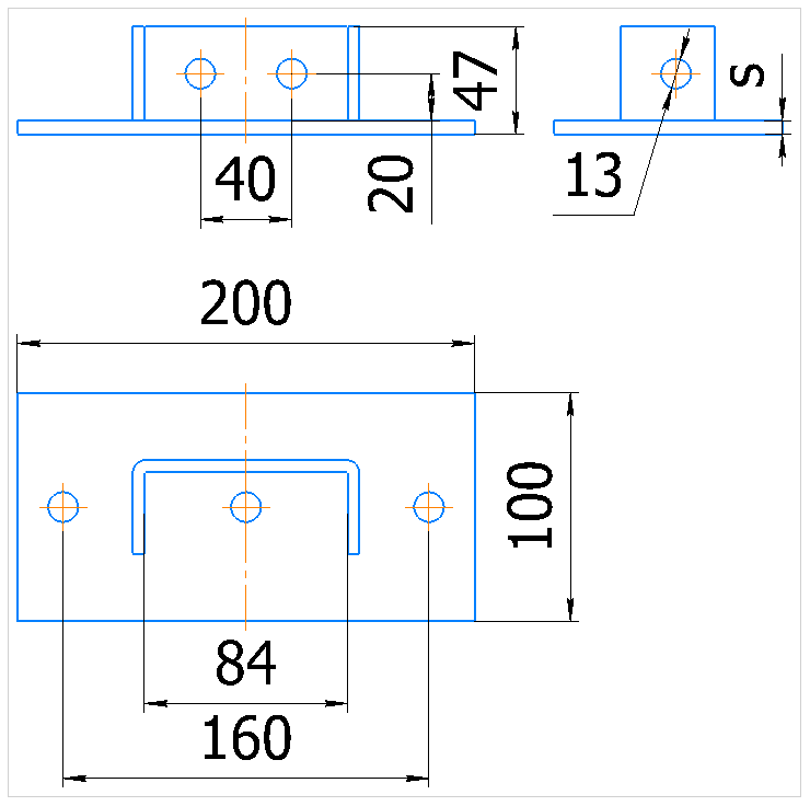 Крепление к потолку KP - CD (для профиля SCKD 41x41, SCKLD 41x41) — чертёж