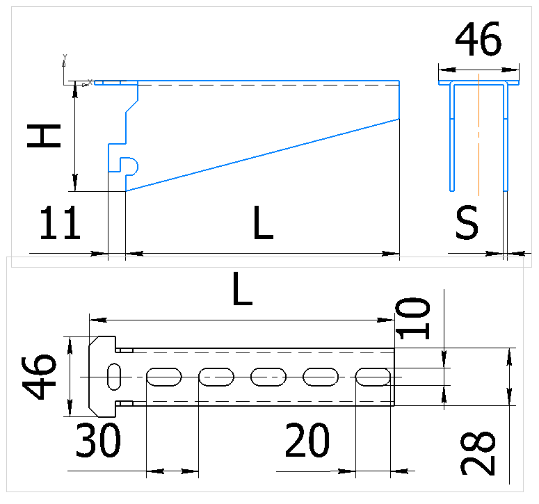 Кабельные полки К1160–1164 — чертёж