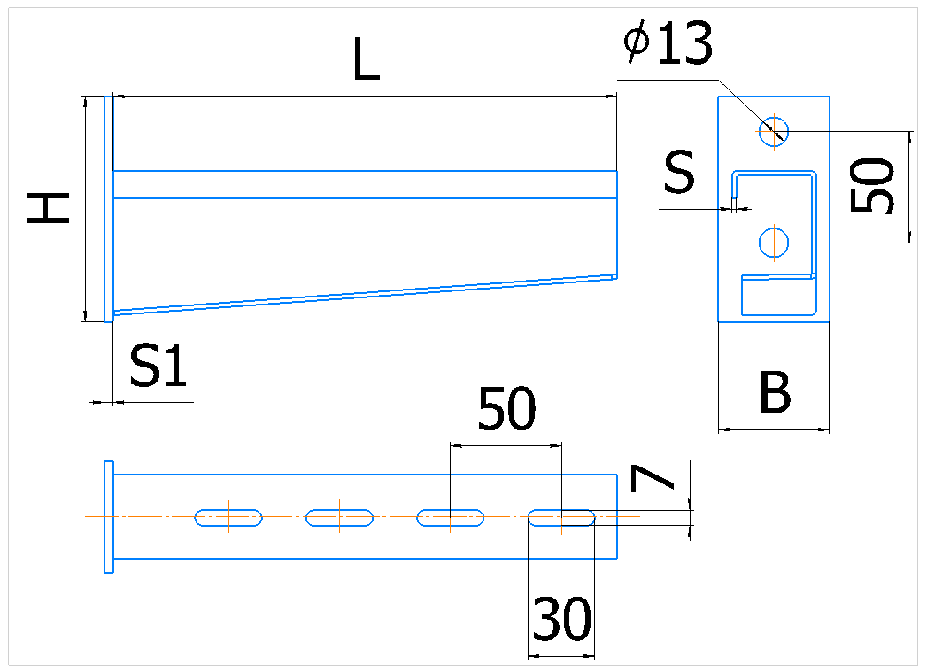 Консоль кабельная универсальная усиленная KKUF — чертёж